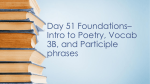 Day 51 Foundations– Intro to poetry, participles and