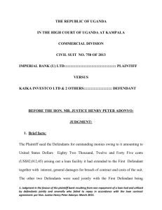 Imperial Bank v Kaika Investco and Ors