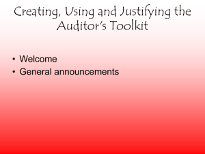 Creating, Using and Justifying the Auditor's Toolkit
