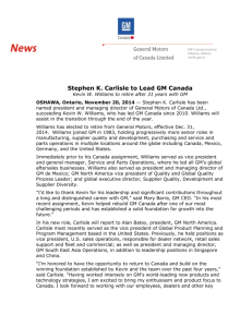 Stephen K. Carlisle to Lead GM Canada