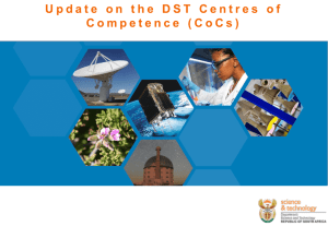 Update on the DST Centres of Competence
