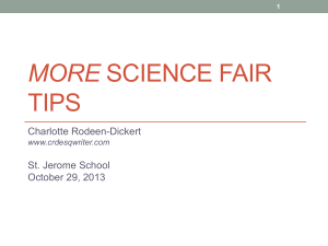 Science Fair TIPS - St. Jerome Catholic School