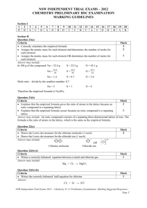 Year 11 Chemistry Yearly Exam 2012 Answers