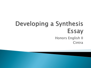 Developing a Synthesis Essay