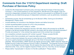 Comments from the 1/12/12 Department meeting: Draft Purchase of