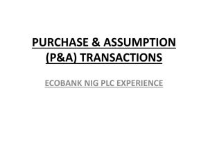 P&A Transaction - ECOBANK NIGERIA EXPERIENCE