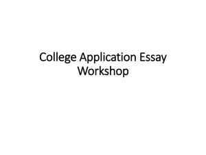 College Application Essay Workshop revised