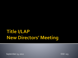 Title 1 LAP New Director's Workshop
