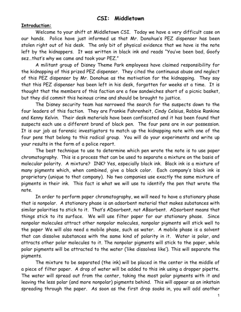 CSI middletown lab Mr. Donohue's Chemistry