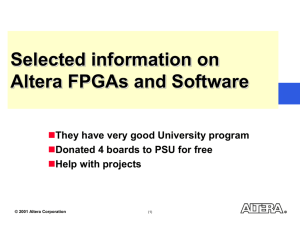 Selected information on Altera FPGAs and Software