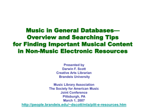 Overview and Searching Tips for Finding Important Musical Content