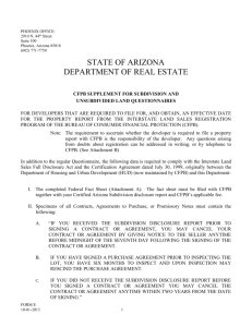 CFPB Supplement Questionnaire - Arizona Department of Real Estate