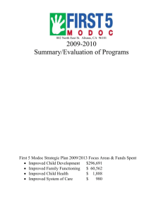 FY 09-10 Summary/Evaluation of Programs