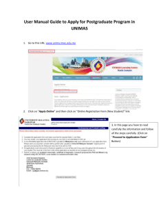 User Manual Guide to Apply for Postgraduate Program in UNIMAS