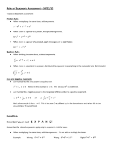 Rules of Exponents Assessment – 10/23/15