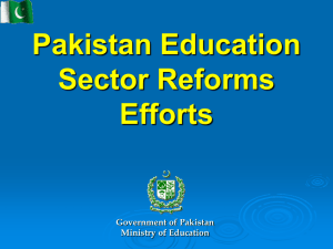 Pakistan Education Sector Reforms Efforts