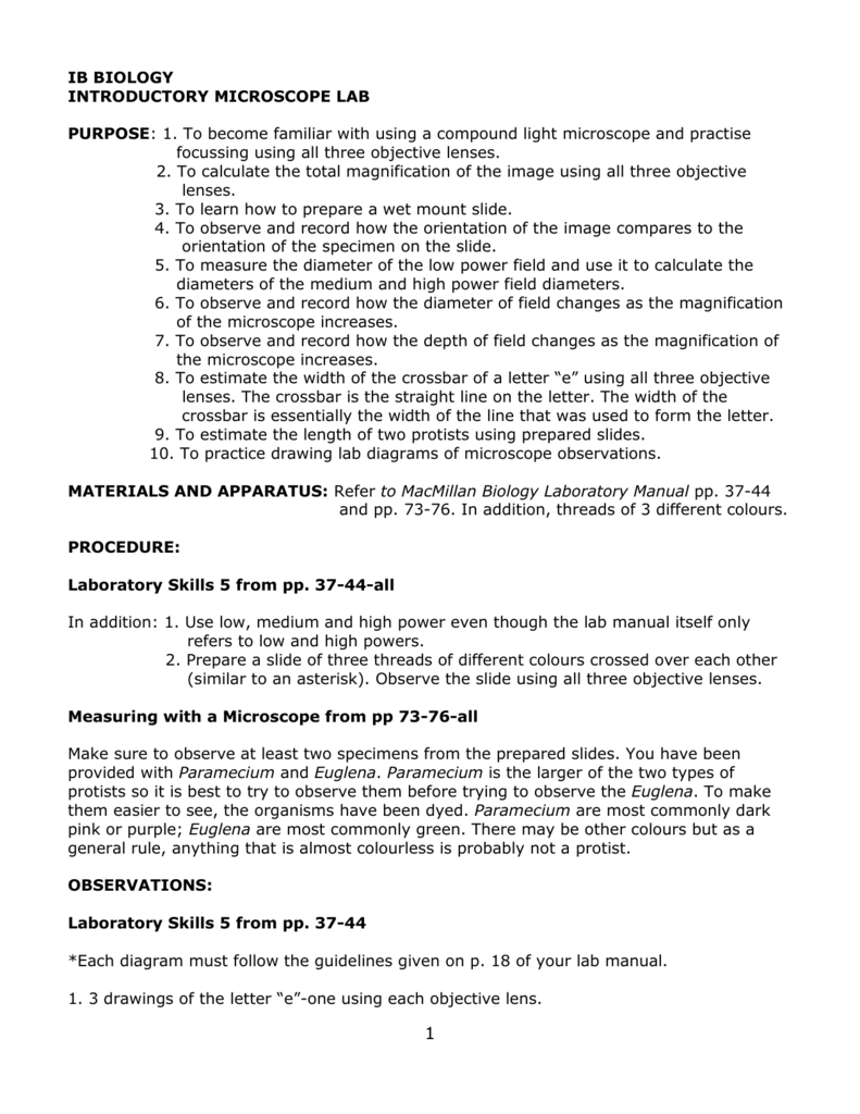 microscopy lab report biology