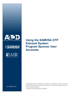 Using the SAMHSA OTP Extranet System: Program Sponsor