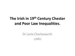 The Irish in 19th Century Chester and Poor Law Inequalities.