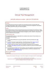 UoB-CLN-CTM-SOP-001 Clinical Trial Management v 4.0