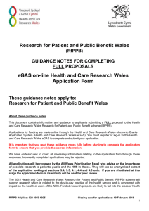 Research for Patient and Public Benefit Guidance notes for applicants