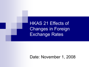 HKAS 21 The Effects of Change in Foreign Exchange