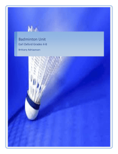 Badminton Unit - Brittany Adriaansen's E Portfolio