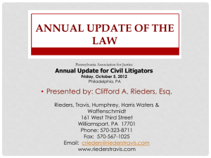 Annual Update of the Law - Rieders, Travis, Humphrey, Waters