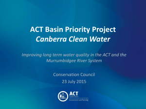 ACT Basin Priority Project Canberra Clean Water