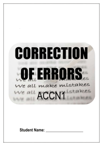 Correction of Errors - Student Booklet