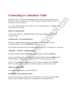 Connecting to a Database Table
