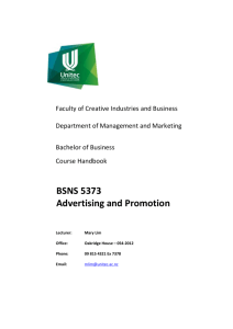 Course Title: Advertising and Promotion