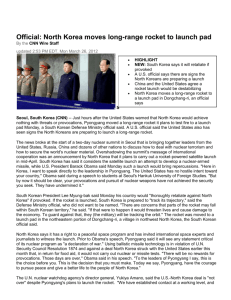 North Korea moves missles to launch pad article