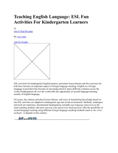 Teaching English Language: ESL Fun Activities For Kindergarten