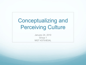 Conceptualizing and Perceiving Culture