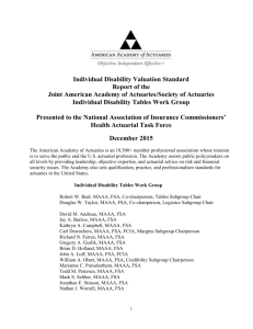 Individual Disability Valuation Standard Report of the Joint American