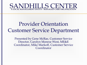 Customer Service - Sandhills Center