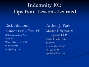 Indemnity 101 CLE 9-30-14 - Mozley, Finlayson & Loggins LLP