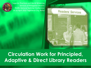 Circulation Work for Principled, Adaptive and Direct Library Readers