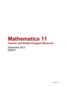 Math 11 Draft Teacher and Student Support Resource