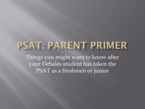 PSAT: Parent Primer - Walla Walla Catholic Schools