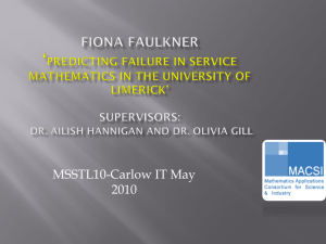 Predicting failure in service mathematics in the University of Limerick