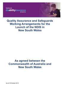 Working Arrangements - National Disability Insurance Scheme