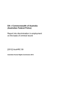 DA v Commonwealth of Australia (Department Federal Police)