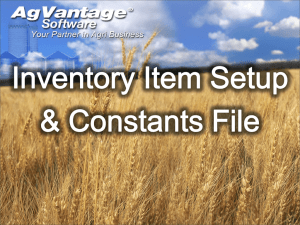 UC11 - Inventory Item Setup & Constants File