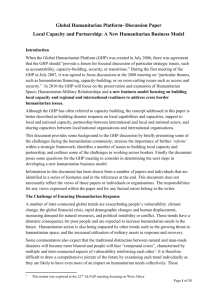 Local Capacity and Partnership: A New Humanitarian Business Model