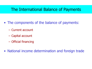 Lecture 16: The Balance of Payments and the Exchange rate
