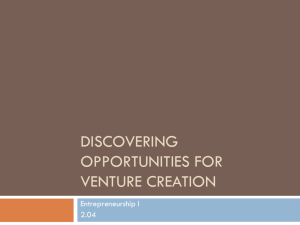 Opportunities for venture Creation