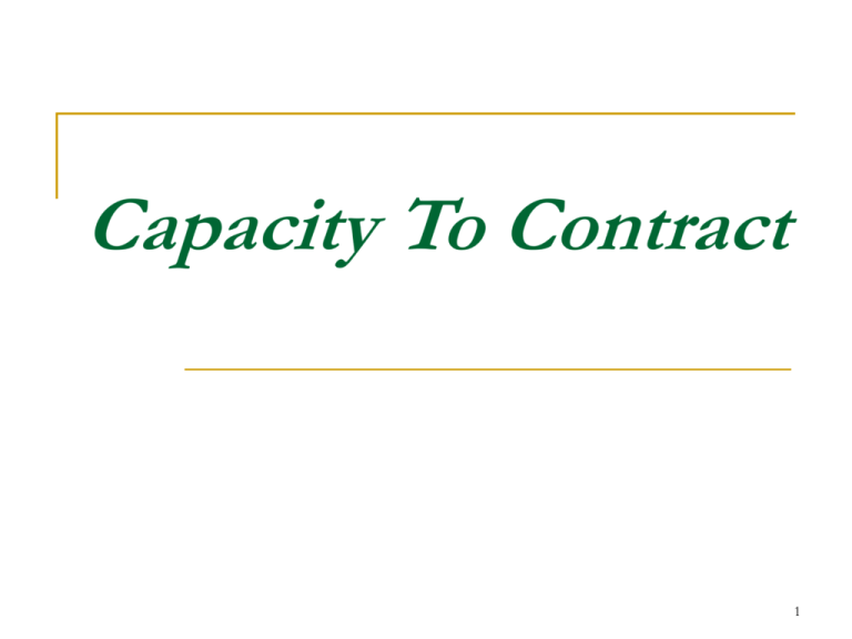 Capacity To Contract