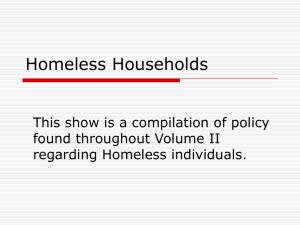 Homeless Households - DCBS Training Branch